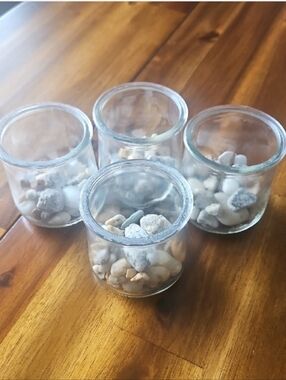 Clear Glass Jar  with Natural Pebble Fill - Set of 4